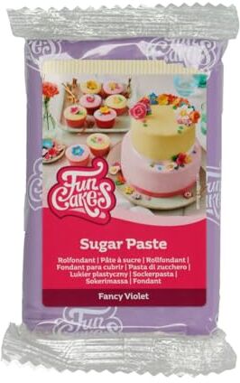 FunCakes Pasta di Zucchero Fancy Violet: facile da usare, liscia, flessibile, morbida e pieghevole, perfetta per decorare torte, halal, kosher e senza glutine. 250 gr