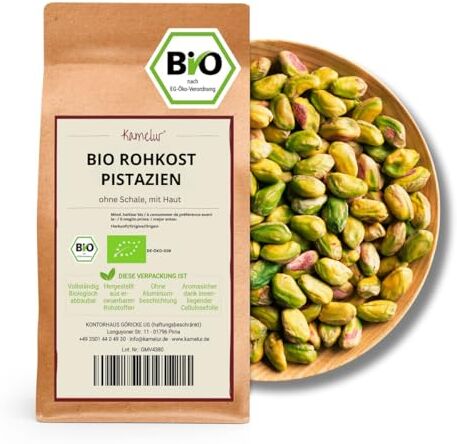 Kamelur 500g di pistacchi BIO senza guscio e non spellati, pistacchi sgusciati e non salati per fare da te la crema al pistacchio BIO