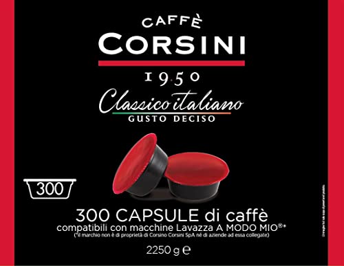 Caffè Corsini Classico Italiano. Miscela di Caffè in Capsule Compatibili Lavazza A Modo Mio, Gusto Forte e Deciso Confezione da 300 capsule, l'imballaggio può variare