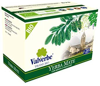 VALVERBE Tisana Yerba Mate e Menta Biologico 20 Filtri Pacco da 6 180 g