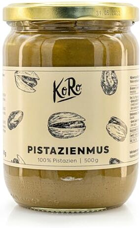 KoRo Crema di pistacchio 500 g crema spalmabile proteica 100% pistacchi, burro di pistacchio vegan e senza glutine, ideale sul pane, per dolci e gelati