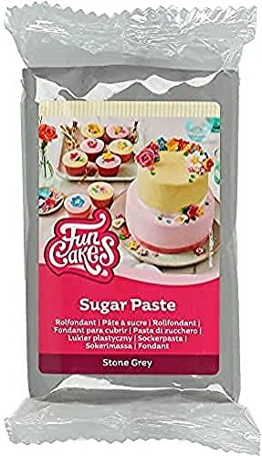 FunCakes Pasta di Zucchero Stone Grey: facile da usare, liscia, flessibile, morbida e pieghevole, perfetta per decorare torte, halal, kosher e senza glutine. 250 gr