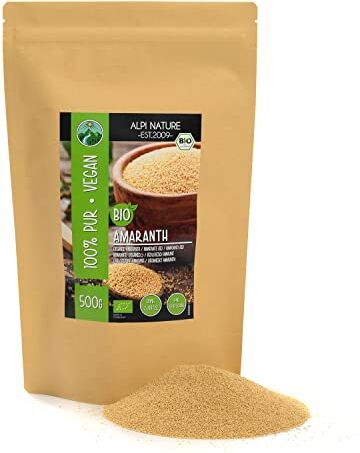 Alpi Nature Amaranto biologico (500g), amaranto da coltivazione biologica controllata, senza glutine, senza lattosio, testato in laboratorio, vegano, 100% naturale senza additivi