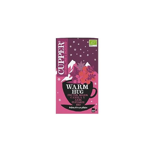 CUPPER Infuso Biologico Warm Winter Hug, Tisana Cannella, Anice Stellato e Cranberry, Tisane Natalizie, Filtri 100% Biodegradabili, Confezione da 20 Bustine