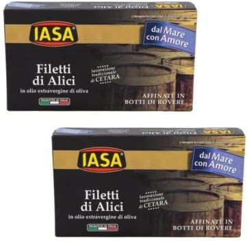 Generico Iasa®   Filetti di Alici in Olio Extravergine di Oliva   Alici Lavorazione Cetara 2 x 45 Gr Peso Netto