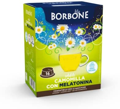 CAFFÈ BORBONE Camomilla con Melatonina Solubile 96 capsule (6 confezioni da 16) Compatibili con le Macchine ad uso domestico Lavazza