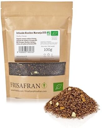 FRISAFRAN Infuso di Rooibos all'arancia biologico   100Gr   Rilassante   Digestivo   Infusione Di Rooibos   Rooibos Tea   The Rooibos   Rooibos Biologico   Tè Rooibos   Rooibos The Rosso