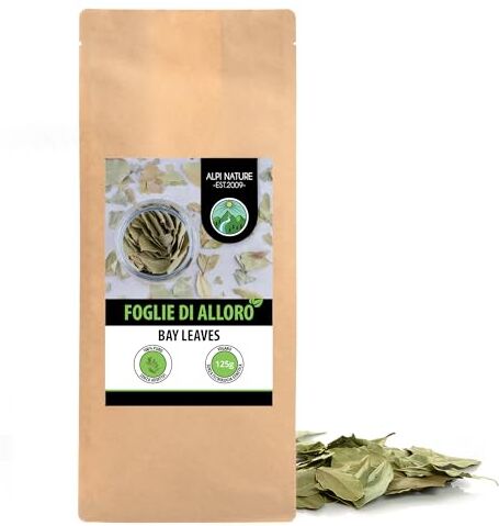 Alpi Nature Foglie di alloro (125g), foglie di alloro delicatamente essiccate, foglie di alloro 100% pure e naturali