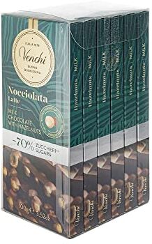 Venchi Kit di 6 Tavolette di Cioccolato Nocciolato al Latte Linea -70% di Zuccheri, 600g Senza Glutine