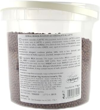 CRISPO 1 KG DI CEREALI MIGNON RICOPERTI DI CIOCCOLATO AL LATTE PER DECORARE DOLCI, TORTE, BISCOTTI, PASTICCINI E DESSERT