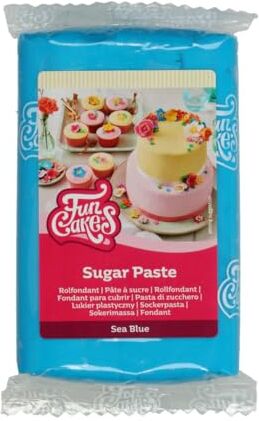 FunCakes Pasta di Zucchero Sea Blue: facile da usare, liscia, flessibile, morbida e pieghevole, perfetta per decorare torte, halal, kosher e senza glutine. 250 gr