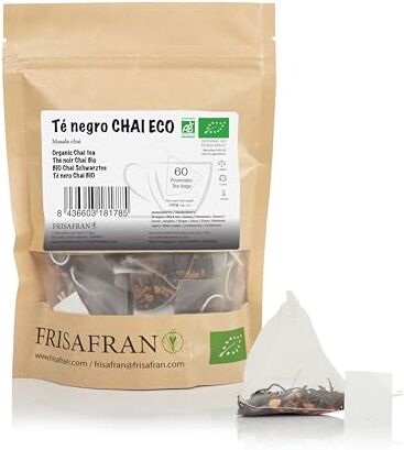 FRISAFRAN Tè nero Chai biologico in piramidi   Anti infiammatorio   Antiossidante   60Uds   Te chai   Chai tea   The chai   Masala chai tea   Masala chai   Chai masala   Pukka chai