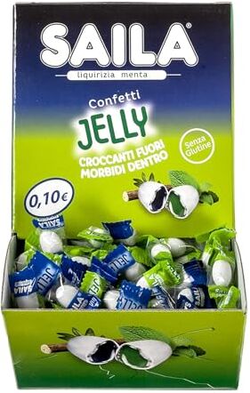 Generic Saila Jelly Mix Confetti Menta E Liquirizia Box da 200 Pezzi Incartati Singolarmente Peso 460 gr CoCoCiok