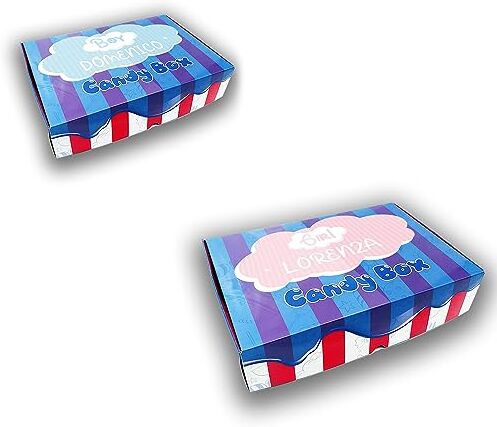 Generico Boy or Girl" Candy Box Ape Ice Scatola da 1kg Di Caramelle Gommose Frizzanti Zuccherate Personalizzata con Nome Scegli 6 Gusti Idea Regalo Nuova nascita Baby Shower Gender Reveal Battesimo Benvenuto