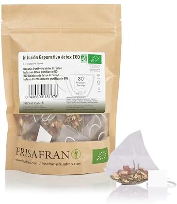 FRISAFRAN Infuso Purificante Biologico Detox in piramidi   30Uds   Digestivo   Anti infiammatorio   Infusione Depurativa Detox   Tisane Detox   Detox Tisana   Tisane Detox Dimagrante