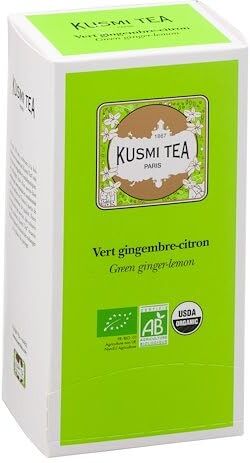 KUSMI TEA Thé vert gingembre-citron Bio Scatola da 25 bustine di tè in mussola