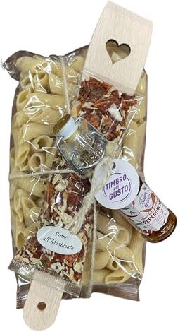 Generico Amarcord La Romagna Confezione Penne All'Arrabbiata con Pasta, Spezie Aromatizzate, Olio al peperoncino e Cucchiaio in legno