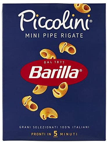 Barilla Pasta Mini Pipe Rigate Piccolini, Pasta Corta di Semola di Grano Duro 100% Italiano, 500 gr