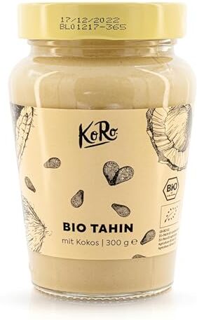 KoRo Tahin al cocco bio 300 g Particolarmente cremoso Ideale per la cottura Spalmabile e dolce Fine sapore di sesamo Alto contenuto di fibre Fonte di proteine