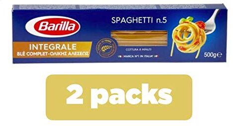 Barilla Spaghetti integrali n. 5, set di 2 confezioni blu da 500 g ciascuno