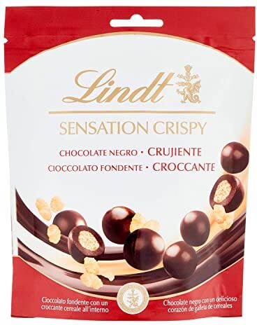 Lindt Sesantion Crispy Cioccolato fondente con un delizioso cuore di biscotto ai cereali 140 Grammi