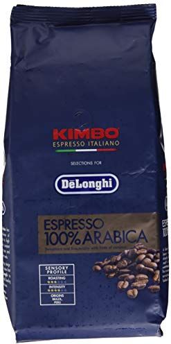 DeLonghi Kimbo DLSC613 Caffè in grani 100% Arabica per Macchine Automatiche, 1kg, Tostatura media, Gusto dolce e aroma di caramello, Origine Brasile e Peru’