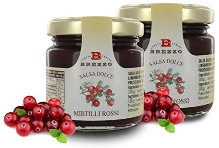 Brezzo Salsa Dolce Ai Mirtilli Rossi, Confettura Di Mirtillo Rosso Per Formaggi, 110 Grammi (confezione da 2 pezzi)