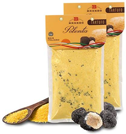 Brezzo 2 Confezioni Di Farina Per Polenta Con Tartufo, Mais Italiano, Singolo Pacchetto: 300 Grammi