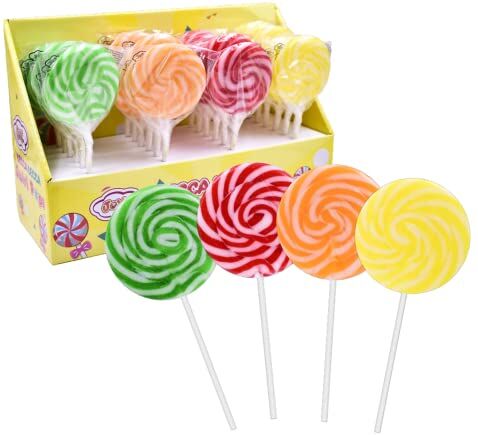 Generico Spiral Color Girandole Swirl Pops JoyGum Lecca Lecca Box Espositore 24 pezzi 40g (Quattro Colori)