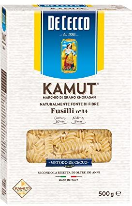 Generico PASTA DE CECCO FUSILLI AL KAMUT MARCHIO DI GRANO KHORASAN FONTE DI FIBRE 3 PEZZI ,(3X0,500kg)…