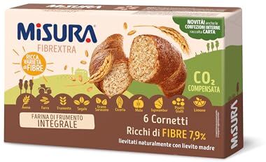 Misura Cornetti Integrali Classici Fibrextra   Farina di Frumento Integrale   Confezione da 246 grammi