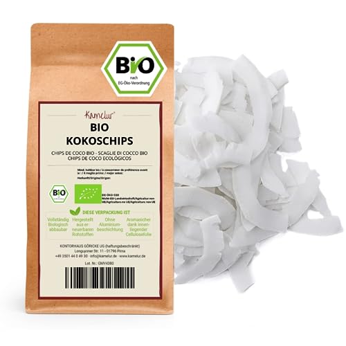 Kamelur 1kg BIO chips di cocco crudo e non zuccherato chips di cocco crudo BIO senza additivi il condimento ideale per il porridge chips di noce di cocco BIO in confezione biodegradabile