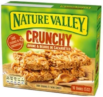 Generico Nature Valley®   Barrette Cereali Croccanti Fiocchi d'Avena Integrale e Burro di Arachidi Senza Coloranti e Conservanti Senza Lattosio Adatte ai Vegetariani 210 Gr (10 barrette)