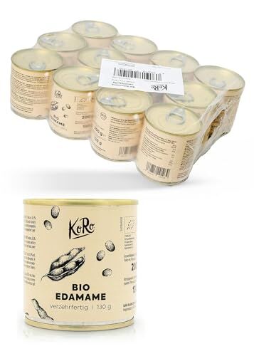 KoRo Fagioli di soia edamame bio in lattina 12 x 130 g precotti lavorati appena raccolti Snack intelligente