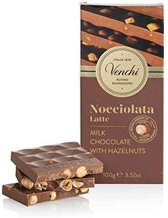 Venchi Tavoletta di Cioccolato al Latte con Nocciole Piemonte IGP Intere, 100g Senza Glutine