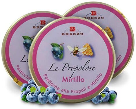 Brezzo Pasticche Alla Propoli E Mirtillo, Caramelle Linea Le Propolose, 35 Grammi (confezione da 3 pezzi)