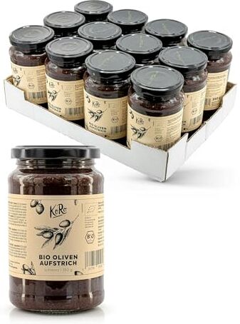 KoRo Bio Oliven Aufstrich schwarz 12x 350 g mit hochwertigem Olivenöl geschmacksintensiv vegan