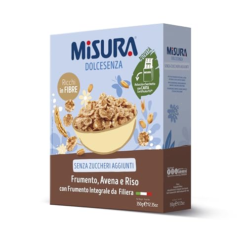 Misura Cereali Integrali Fiocchi di Frumento Dolcesenza   Senza Zuccheri Aggiunti   Confezione da 350 gr