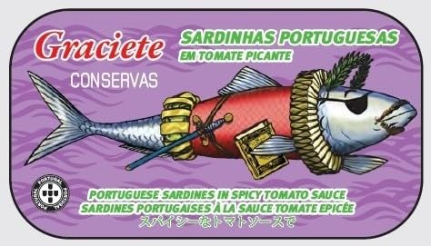 Generic Conservas GRACIETE Sardina intera in salsa di pomodoro piccante/Prodotto Gourmet del Portogallo 5 x 120 gr Pack