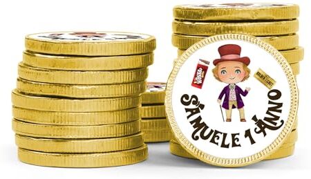 Generic Monete fabbrica di cioccolato personalizzate con frase soldi di cioccolato al latte personalizzati compleanno bambini bomboniera battesimo nascita comunione regalo fine festa