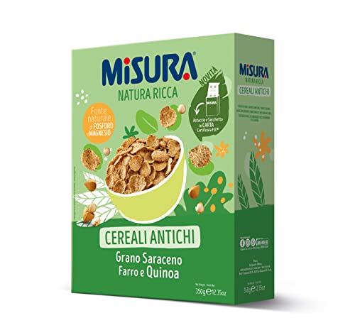 Misura Cereali Colazione Natura Ricca   Fiocchi di Mais con Cereali Antichi   Confezione da 350 grammi