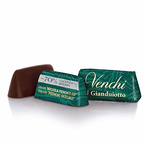 Venchi Cioccolatini Gianduiotto Fondente -70% di Zuccheri sfusi Confezione da 1 kg Senza Zuccheri Aggiunti Senza Glutine