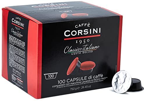 Caffè Corsini Classico Italiano, Capsule Compatibili Lavazza, A Modo Mio, Da 7.5 Grammi Di Caffè Macinato, 100 Unità, Confezione da 1