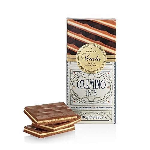 Venchi Tavoletta Cremino 1878, 110g Cioccolato al Latte e alle Nocciole Gianduia e Cioccolato Bianco con Pasta di Mandorla Senza Glutine