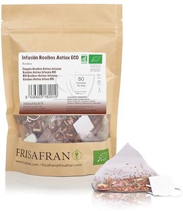 FRISAFRAN Infuso antiossidante Rooibos Biologico in piramidi   30Uds   Nutriente   Idratante   Infusione Di Rooibos   Rooibos Tea   The Rooibos   Rooibos Biologico   Tè Rooibos   Rooibos The Rosso