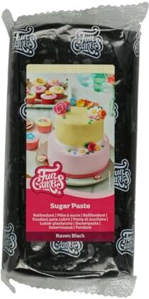 FunCakes Pasta di Zucchero Raven Black: facile da usare, liscia, flessibile, morbida e pieghevole, perfetta per decorare torte, halal, kosher e senza glutine 1000 g