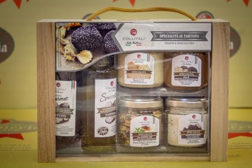 Generico Confezione regalo 6 prodotti tartufati: sale al tartufo, olio extravergine di oliva, aceto balsamico IGP, spezie aromatiche funghi porcini, salsa al parmigiano reggiano, miele di acacia