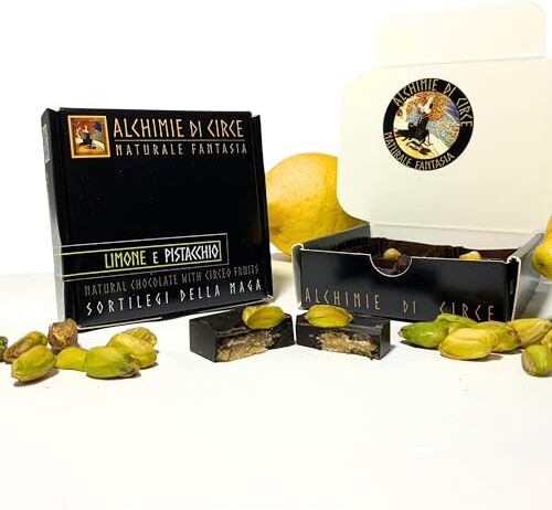 Generic Alchimie di Circe 12 Praline Fondenti Limone e Pistacchio Delizie Gourmet con Agrumi Biologici Cioccolato Artigianale in Elegante Confezione Regalo 255g