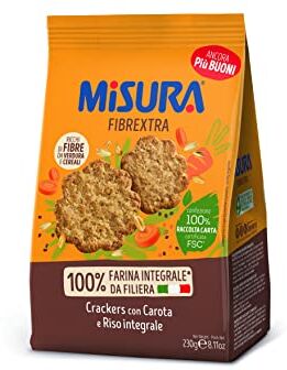 Misura Crackers Integrali Fibrextra   con Carota e Riso Integrale   Confezione da 230 grammi