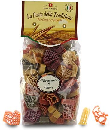 Brezzo 12 Confezioni Di Pasta Formato ''Monumenti'', Pasta Artigianale Di Grano Duro Colorata, Singola Confezione: 500 Grammi, Tot. 6 Kg